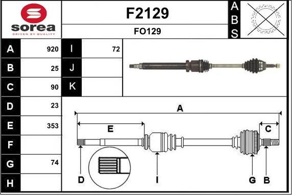 SNRA F2129 - Приводной вал autospares.lv