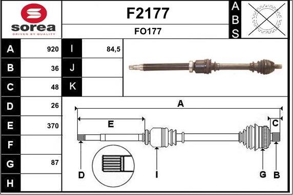 SNRA F2177 - Приводной вал autospares.lv