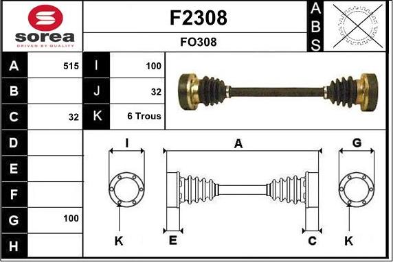 SNRA F2308 - Приводной вал autospares.lv