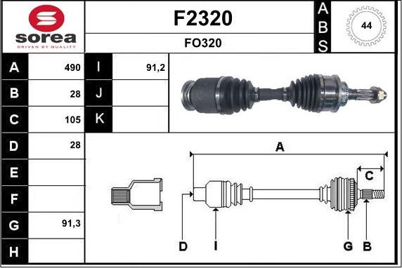 SNRA F2320 - Приводной вал autospares.lv