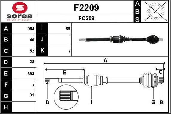 SNRA F2209 - Приводной вал autospares.lv