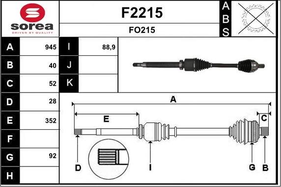 SNRA F2215 - Приводной вал autospares.lv