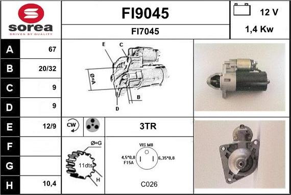 SNRA FI9045 - Стартер autospares.lv