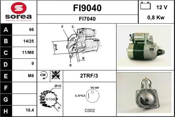 SNRA FI9040 - Стартер autospares.lv