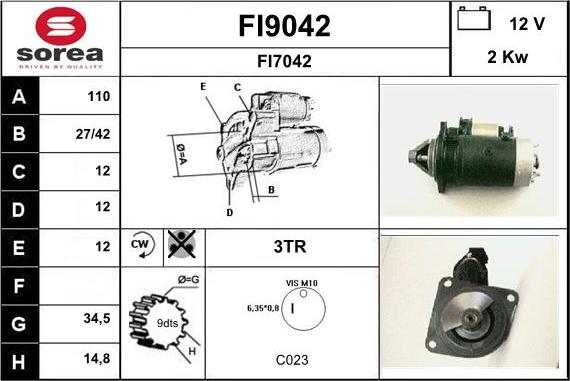 SNRA FI9042 - Стартер autospares.lv