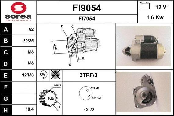 SNRA FI9054 - Стартер autospares.lv