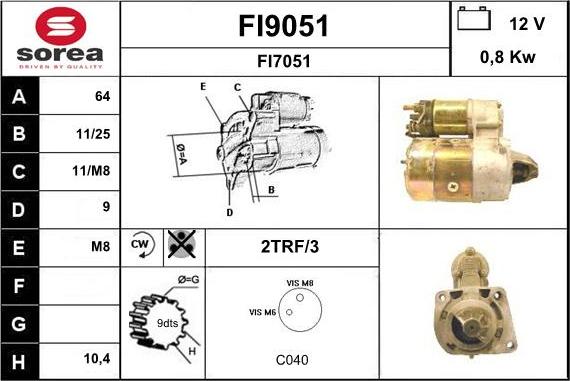 SNRA FI9051 - Стартер autospares.lv