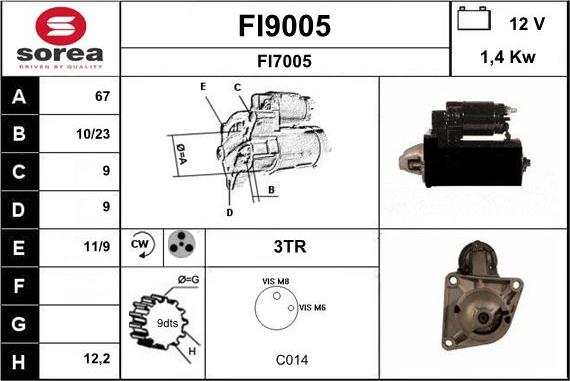 SNRA FI9005 - Стартер autospares.lv