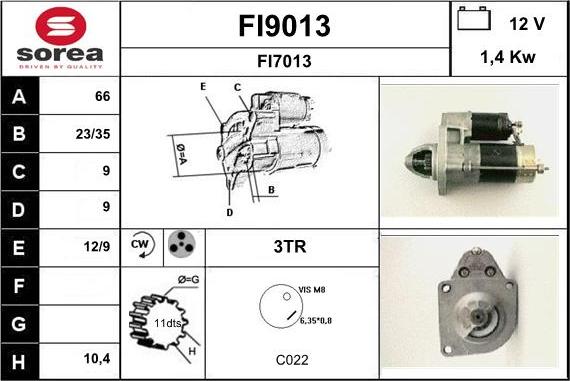 SNRA FI9013 - Стартер autospares.lv