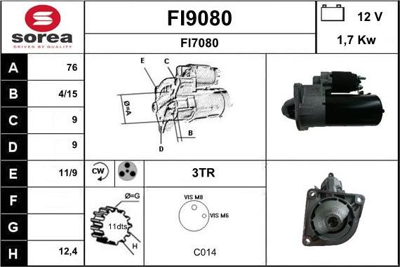 SNRA FI9080 - Стартер autospares.lv