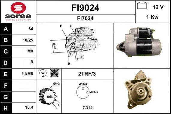 SNRA FI9024 - Стартер autospares.lv