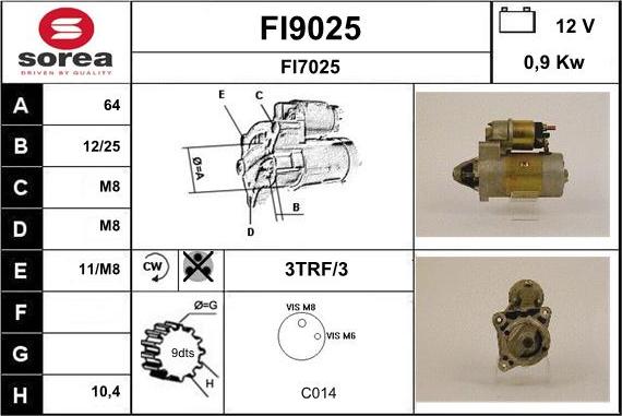 SNRA FI9025 - Стартер autospares.lv