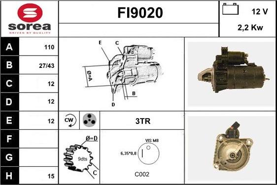 SNRA FI9020 - Стартер autospares.lv