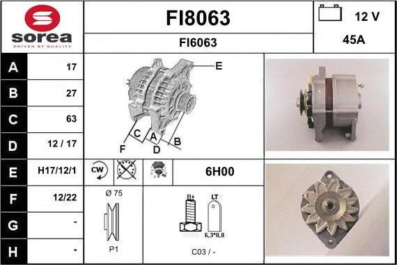 SNRA FI8063 - Генератор autospares.lv