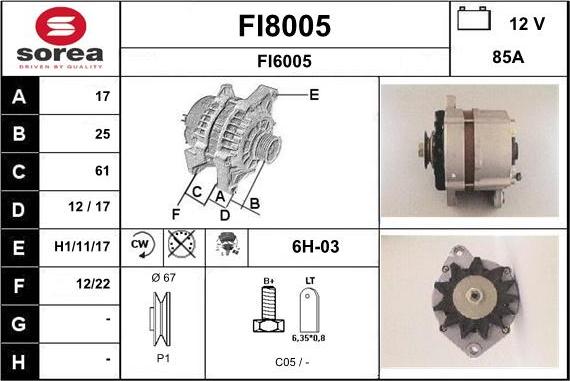 SNRA FI8005 - Генератор autospares.lv