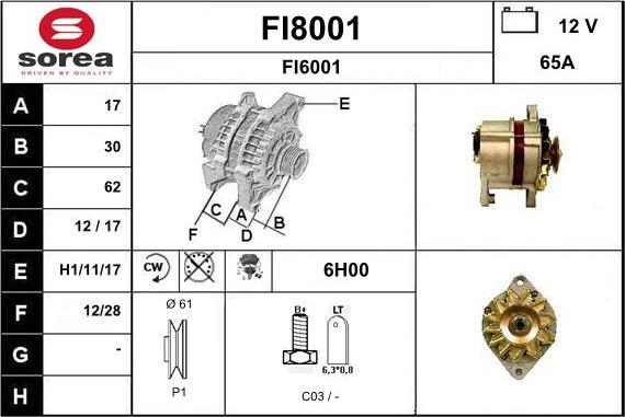 SNRA FI8001 - Генератор autospares.lv