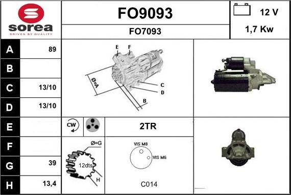 SNRA FO9093 - Стартер autospares.lv