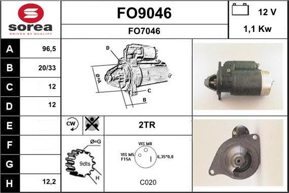 SNRA FO9046 - Стартер autospares.lv