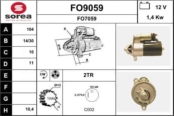 SNRA FO9059 - Стартер autospares.lv