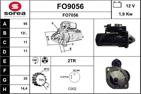 SNRA FO9056 - Стартер autospares.lv