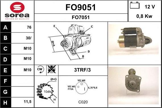 SNRA FO9051 - Стартер autospares.lv