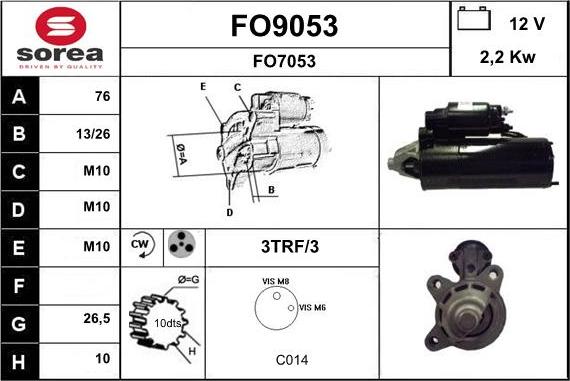 SNRA FO9053 - Стартер autospares.lv