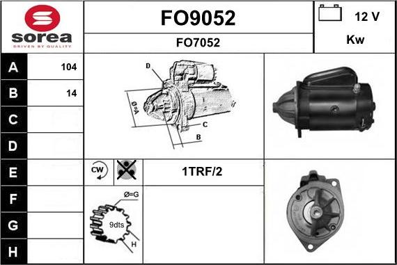 SNRA FO9052 - Стартер autospares.lv