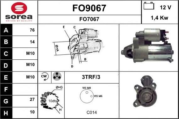 SNRA FO9067 - Стартер autospares.lv