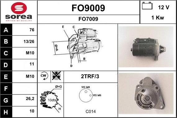 SNRA FO9009 - Стартер autospares.lv