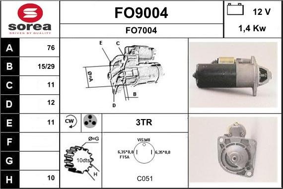 SNRA FO9004 - Стартер autospares.lv