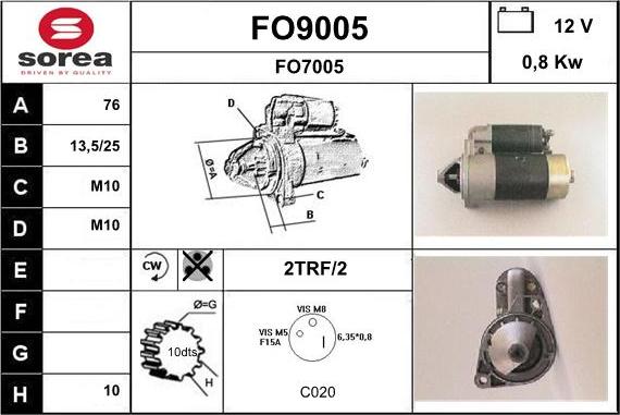 SNRA FO9005 - Стартер autospares.lv