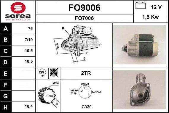 SNRA FO9006 - Стартер autospares.lv
