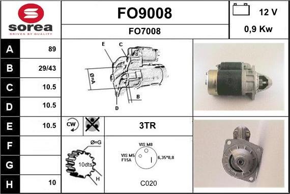 SNRA FO9008 - Стартер autospares.lv
