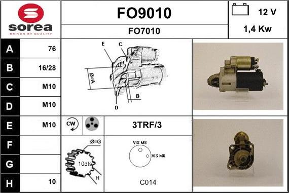 SNRA FO9010 - Стартер autospares.lv