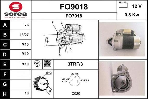 SNRA FO9018 - Стартер autospares.lv