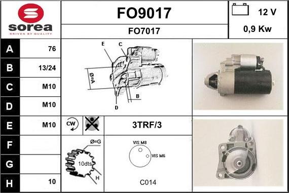 SNRA FO9017 - Стартер autospares.lv