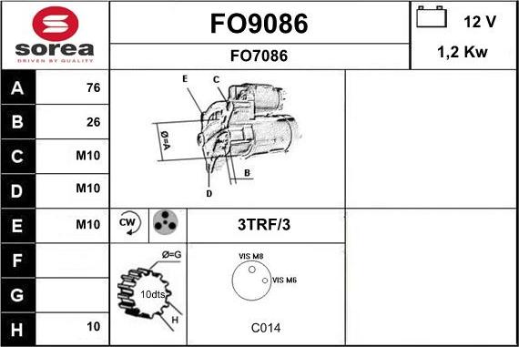 SNRA FO9086 - Стартер autospares.lv