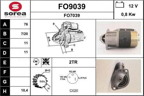 SNRA FO9039 - Стартер autospares.lv