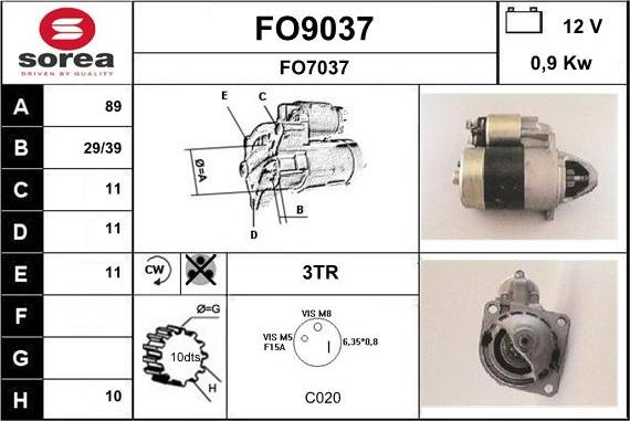 SNRA FO9037 - Стартер autospares.lv