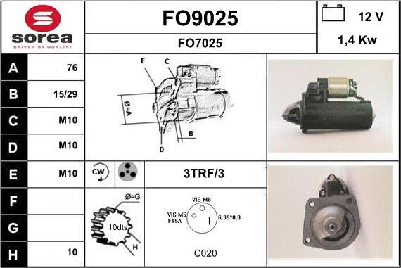 SNRA FO9025 - Стартер autospares.lv