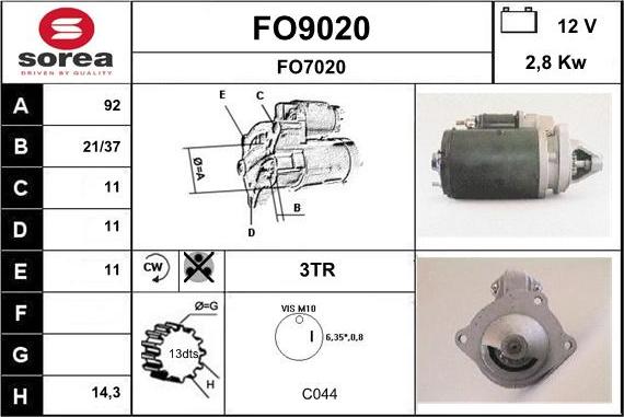 SNRA FO9020 - Стартер autospares.lv