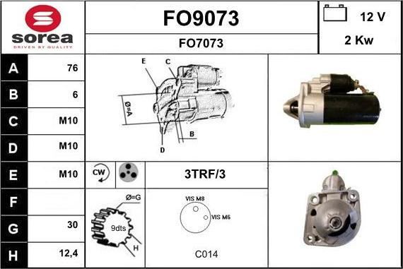 SNRA FO9073 - Стартер autospares.lv