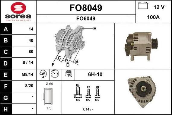 SNRA FO8049 - Генератор autospares.lv