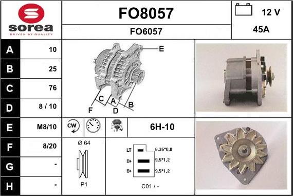 SNRA FO8057 - Генератор autospares.lv