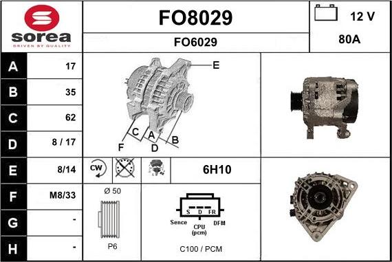 SNRA FO8029 - Генератор autospares.lv