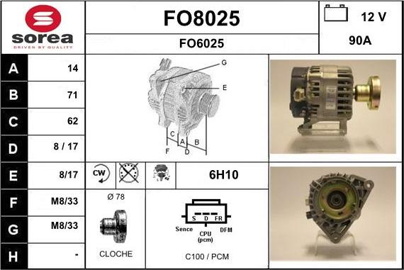 SNRA FO8025 - Генератор autospares.lv