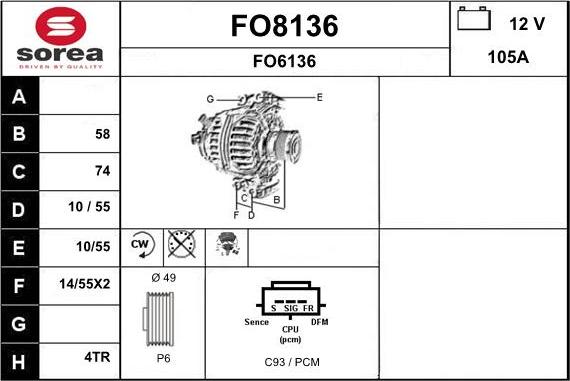 SNRA FO8136 - Генератор autospares.lv