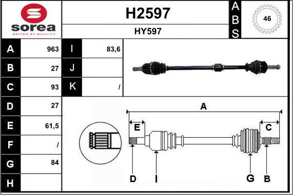 SNRA H2597 - Приводной вал autospares.lv