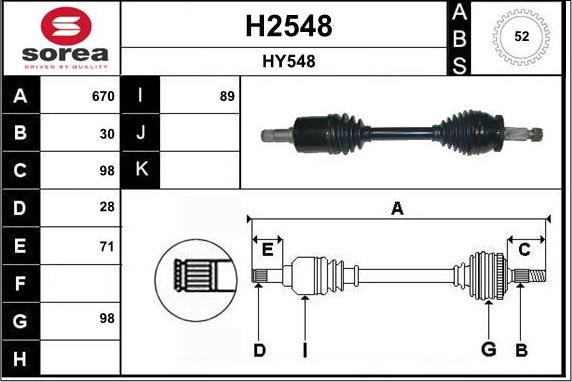 SNRA H2548 - Приводной вал autospares.lv