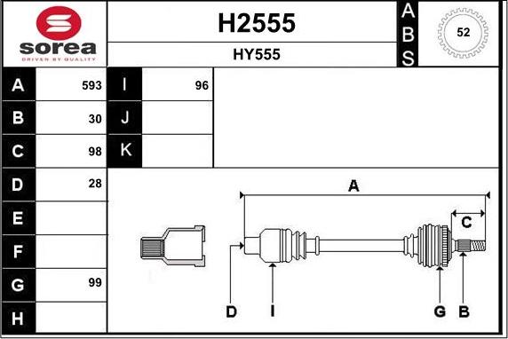 SNRA H2555 - Приводной вал autospares.lv